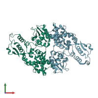 PDB entry 3g1n coloured by chain, front view.