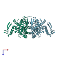 PDB entry 3g1n coloured by chain, top view.