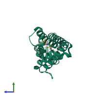 PDB entry 3g1o coloured by chain, side view.