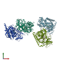 PDB entry 3g1q coloured by chain, front view.