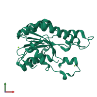 PDB entry 3g1t coloured by chain, front view.