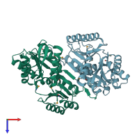 PDB entry 3g1w coloured by chain, top view.