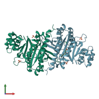 PDB entry 3g1z coloured by chain, front view.