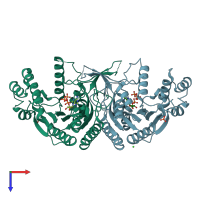 PDB entry 3g1z coloured by chain, top view.