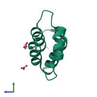 PDB entry 3g28 coloured by chain, side view.