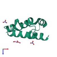 PDB entry 3g28 coloured by chain, top view.