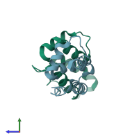 PDB entry 3g29 coloured by chain, side view.