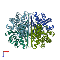 PDB entry 3g2e coloured by chain, top view.