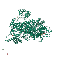 Homo dimeric assembly 3 of PDB entry 3g2g coloured by chemically distinct molecules, front view.