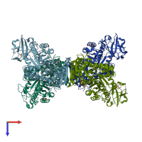 PDB entry 3g2g coloured by chain, top view.
