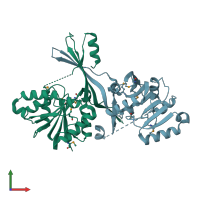 PDB entry 3g2m coloured by chain, front view.