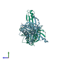 PDB entry 3g2m coloured by chain, side view.