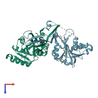 PDB entry 3g2m coloured by chain, top view.