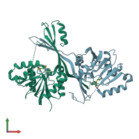 PDB entry 3g2o coloured by chain, front view.