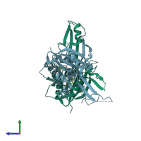 PDB entry 3g2o coloured by chain, side view.