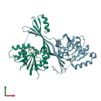 PDB entry 3g2q coloured by chain, front view.