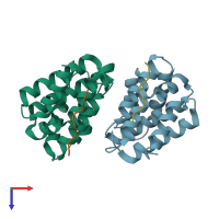 PDB entry 3g2w coloured by chain, top view.
