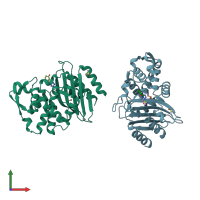 PDB entry 3g2z coloured by chain, front view.