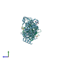 PDB entry 3g35 coloured by chain, side view.