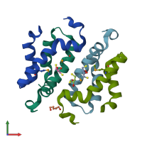 PDB entry 3g36 coloured by chain, front view.