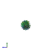 PDB entry 3g37 coloured by chain, side view.