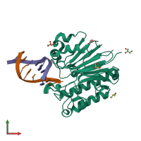PDB entry 3g38 coloured by chain, front view.