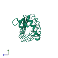 PDB entry 3g39 coloured by chain, side view.