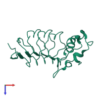 PDB entry 3g39 coloured by chain, top view.