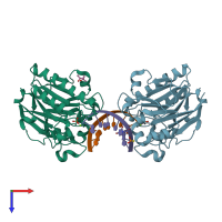 PDB entry 3g3c coloured by chain, top view.