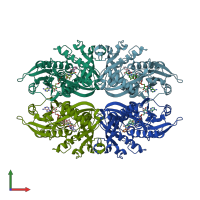 PDB entry 3g3e coloured by chain, front view.