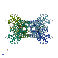 PDB entry 3g3e coloured by chain, top view.