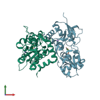 PDB entry 3g3i coloured by chain, front view.