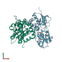 PDB entry 3g3j coloured by chain, front view.