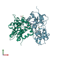 PDB entry 3g3k coloured by chain, front view.