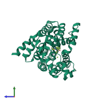 PDB entry 3g3n coloured by chain, side view.