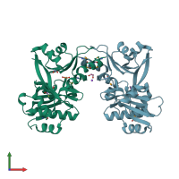 PDB entry 3g3s coloured by chain, front view.