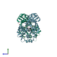 PDB entry 3g3s coloured by chain, side view.