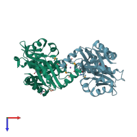 PDB entry 3g3s coloured by chain, top view.