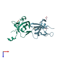 PDB entry 3g48 coloured by chain, top view.