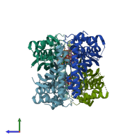 PDB entry 3g4a coloured by chain, side view.