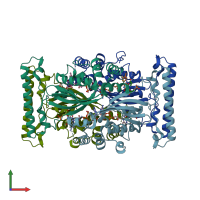 PDB entry 3g4c coloured by chain, front view.