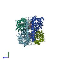 PDB entry 3g4c coloured by chain, side view.