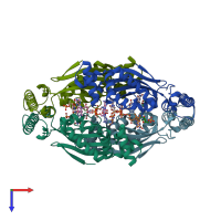 PDB entry 3g4c coloured by chain, top view.