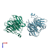 PDB entry 3g4e coloured by chain, top view.