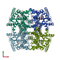 PDB entry 3g4k coloured by chain, front view.