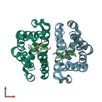 PDB entry 3g4q coloured by chain, front view.