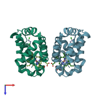 PDB entry 3g4u coloured by chain, top view.