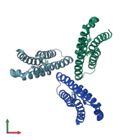 PDB entry 3g4x coloured by chain, front view.