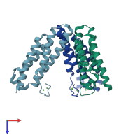 PDB entry 3g4x coloured by chain, top view.