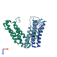 PDB entry 3g50 coloured by chain, top view.